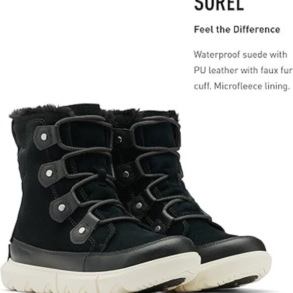 Sorel Explorer ll Joan Lace Waterproof Black Suede‎ Boot Women's Size 7.5 - Picture 1 of 14